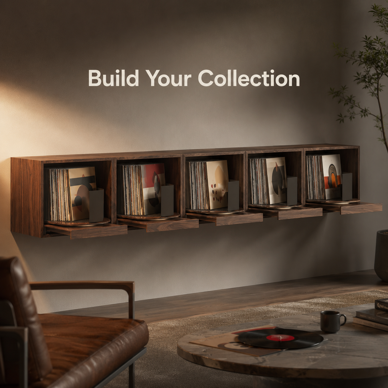 360° Rotating Vinyl Record Display Cabinet
