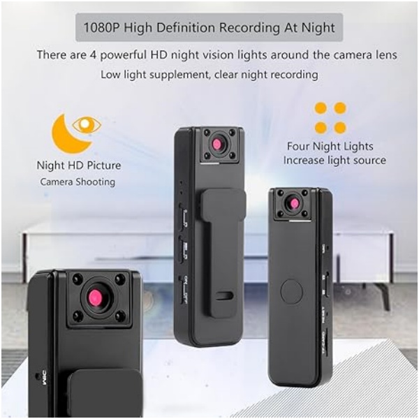 Mini Body Camera – 1080P Wearable Recorder with 32GB Card & Rotating Lens