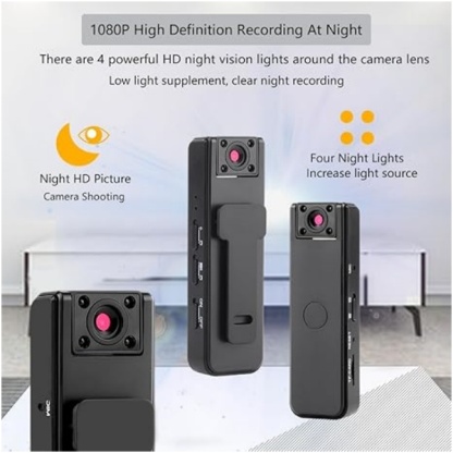 Mini Body Camera – 1080P Wearable Recorder with 32GB Card & Rotating Lens