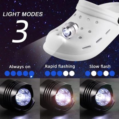 Crocs Clip-On LED Shoe Lights | 2-Pack with 3 Lighting Modes & Waterproof Design