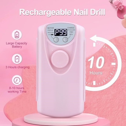 Professional Cordless Nail Drill | 35000 RPM Rechargeable E-File with LCD Display