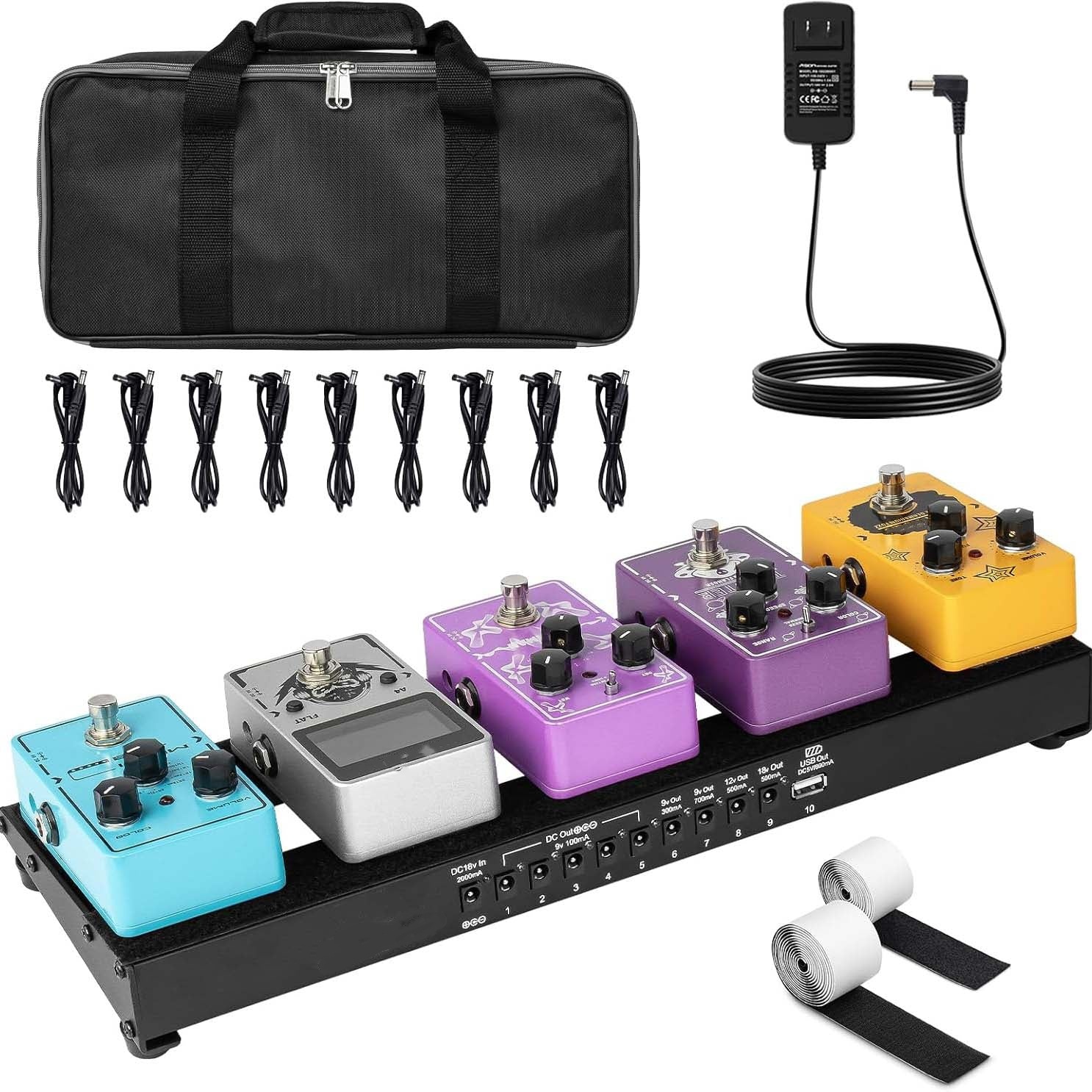 Guitar Pedal Board with Built-in Power Supply Lightweight Aluminum Alloy