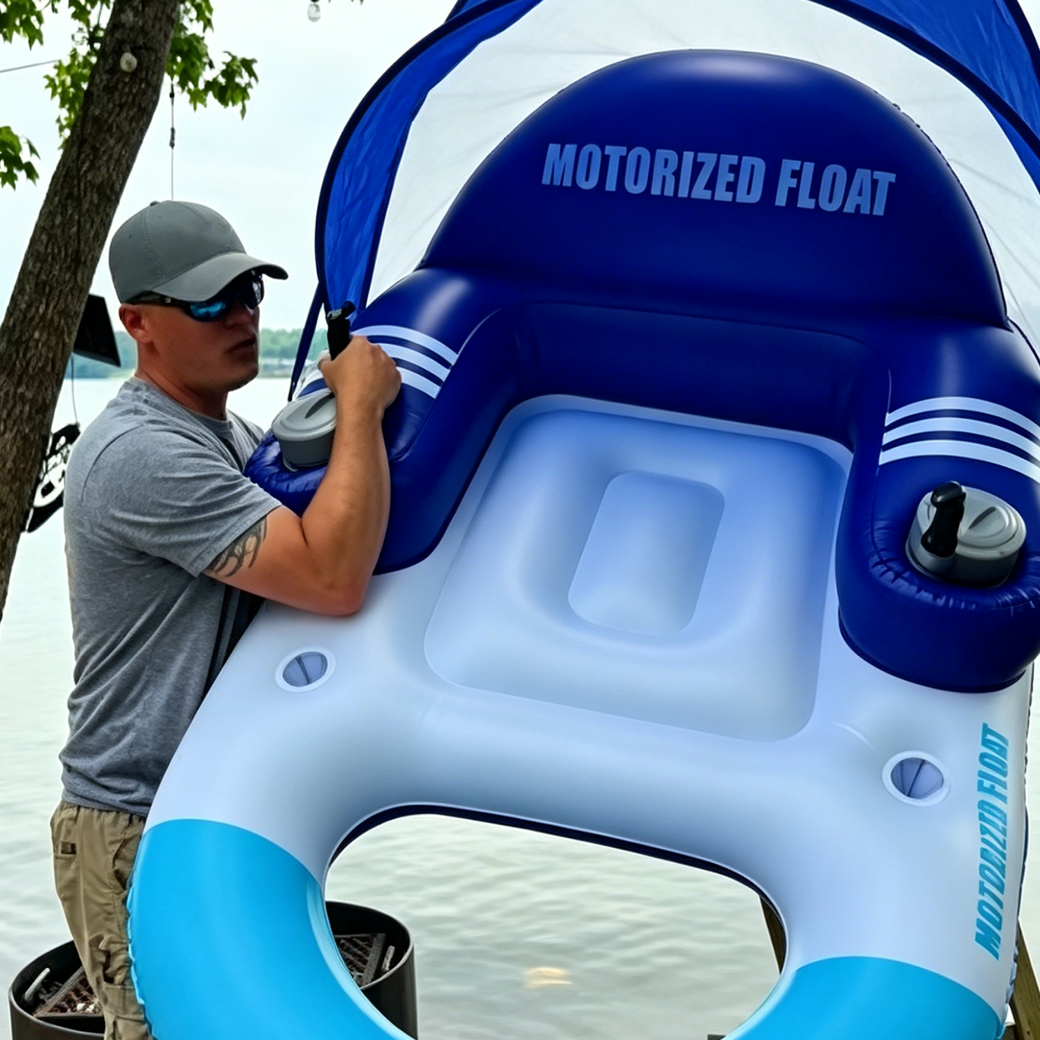 Electric pool float with canopy