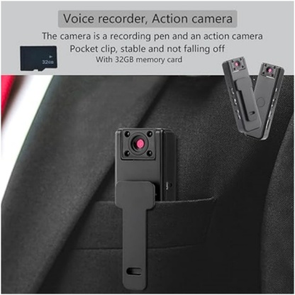 Mini Body Camera – 1080P Wearable Recorder with 32GB Card & Rotating Lens