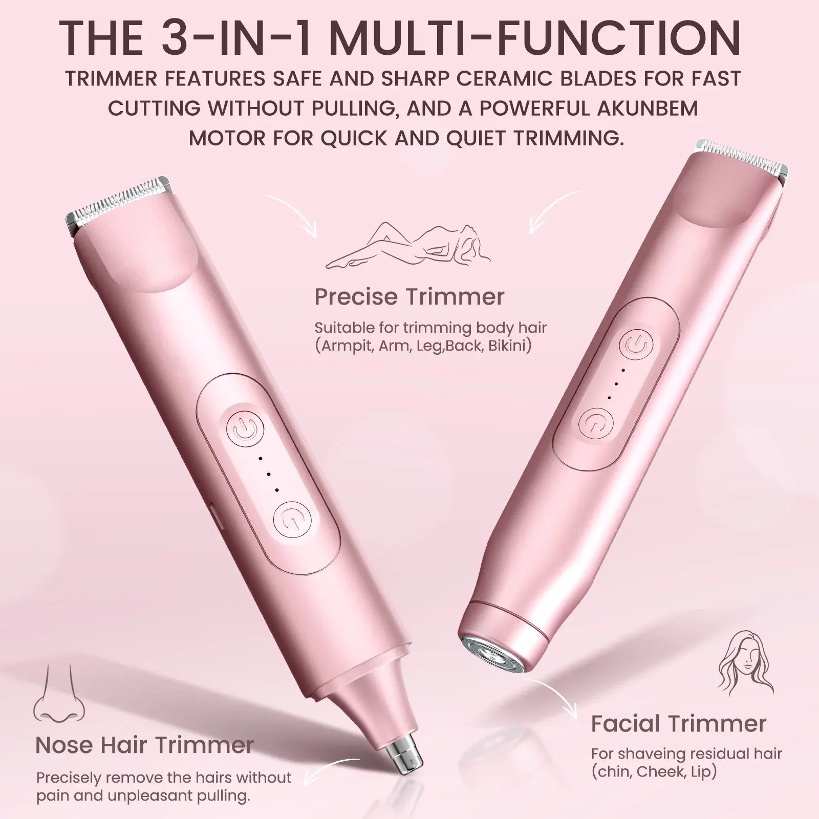 3-in-1 Portable Women's Bikini Trimmer & Shaver – Dual-Head Design