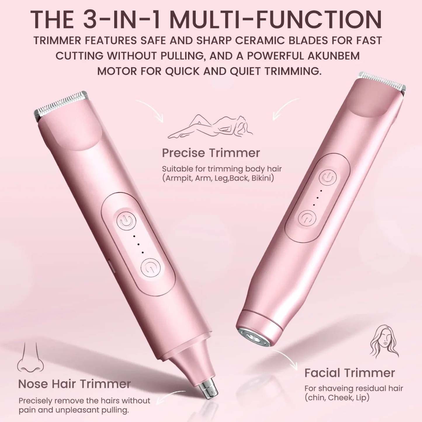 3-in-1 Portable Women's Bikini Trimmer & Shaver – Dual-Head Design