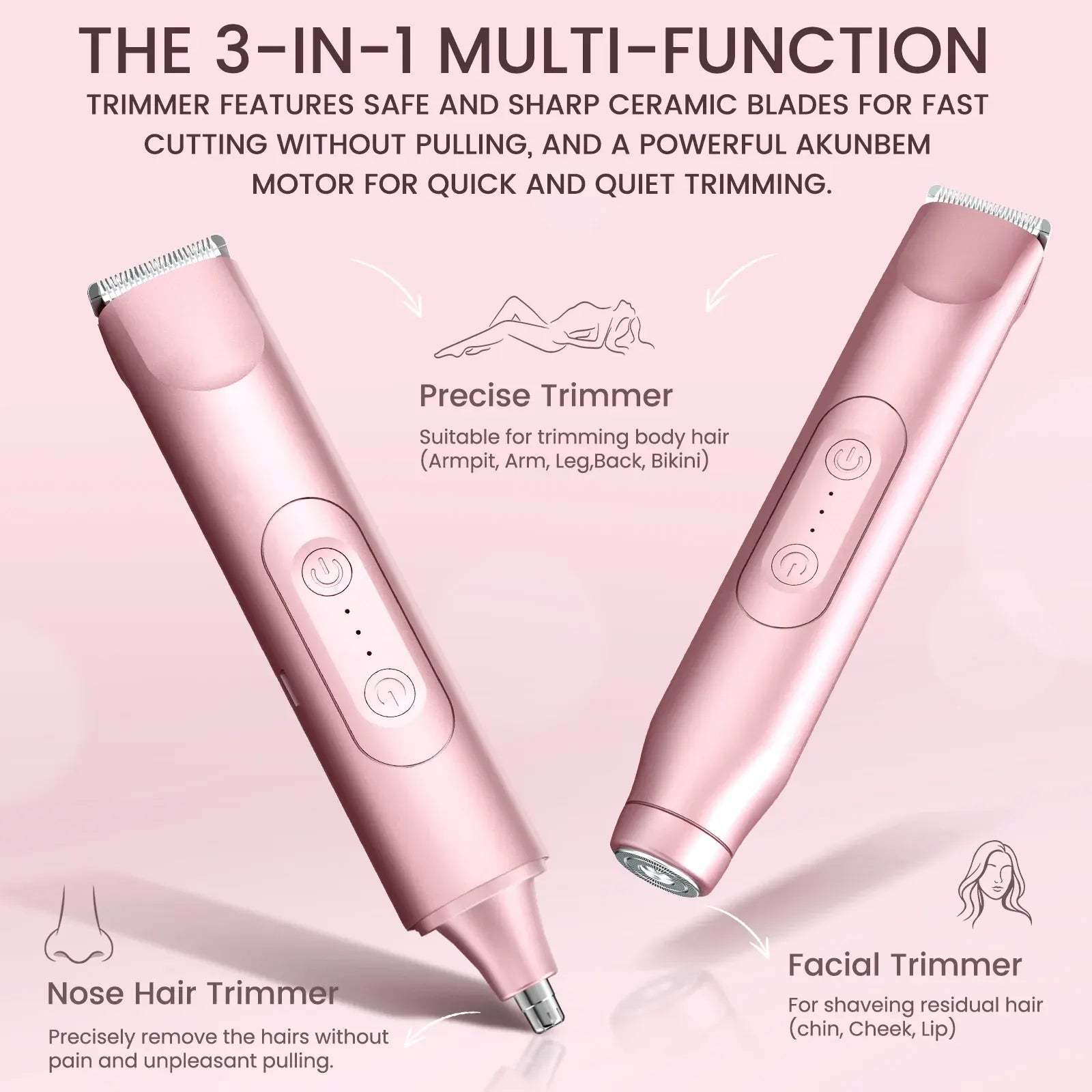 3-in-1 Portable Women's Bikini Trimmer & Shaver – Dual-Head Design