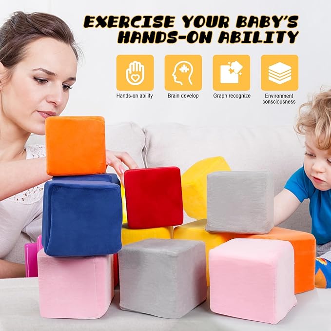 Soft Memory Foam Building Blocks for Toddlers | 6-Piece Set with Washable Covers