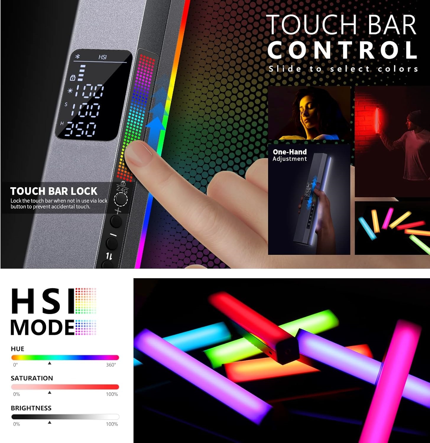 Handheld Magnetic RGB Light : 17 Scenes + App Control