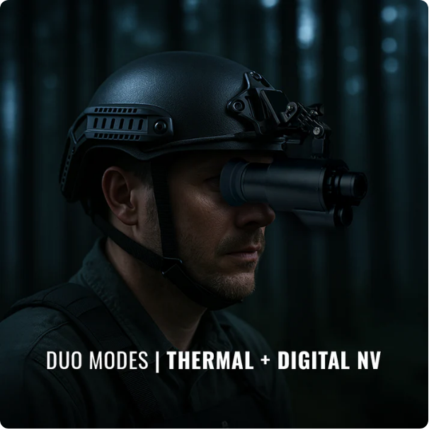 Thermal & Night Vision Goggles – Dual Mode, 150m Detection, Helmet-Ready