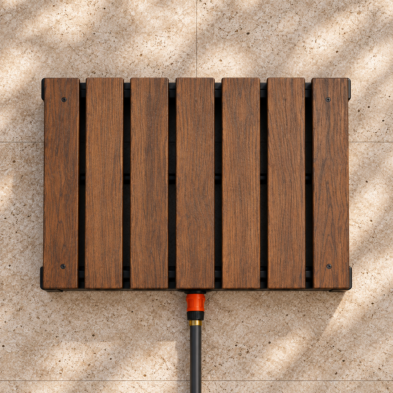 Portable Step-Activated Outdoor Shower Platform