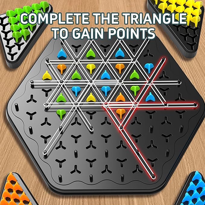 Triangle Tension: The Strategic Rubber Band Board Game for 2-4 Players