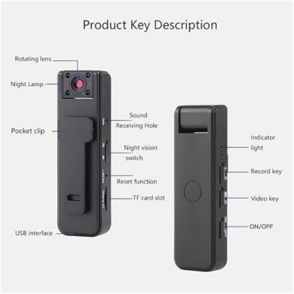 Mini Body Camera – 1080P Wearable Recorder with 32GB Card & Rotating Lens