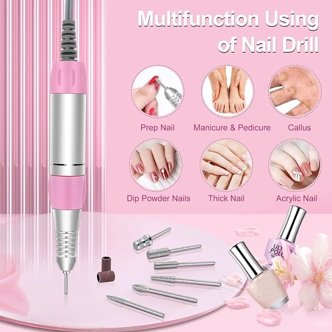 Professional Cordless Nail Drill | 35000 RPM Rechargeable E-File with LCD Display