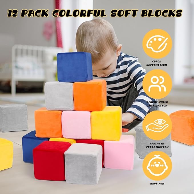 Soft Memory Foam Building Blocks for Toddlers | 6-Piece Set with Washable Covers