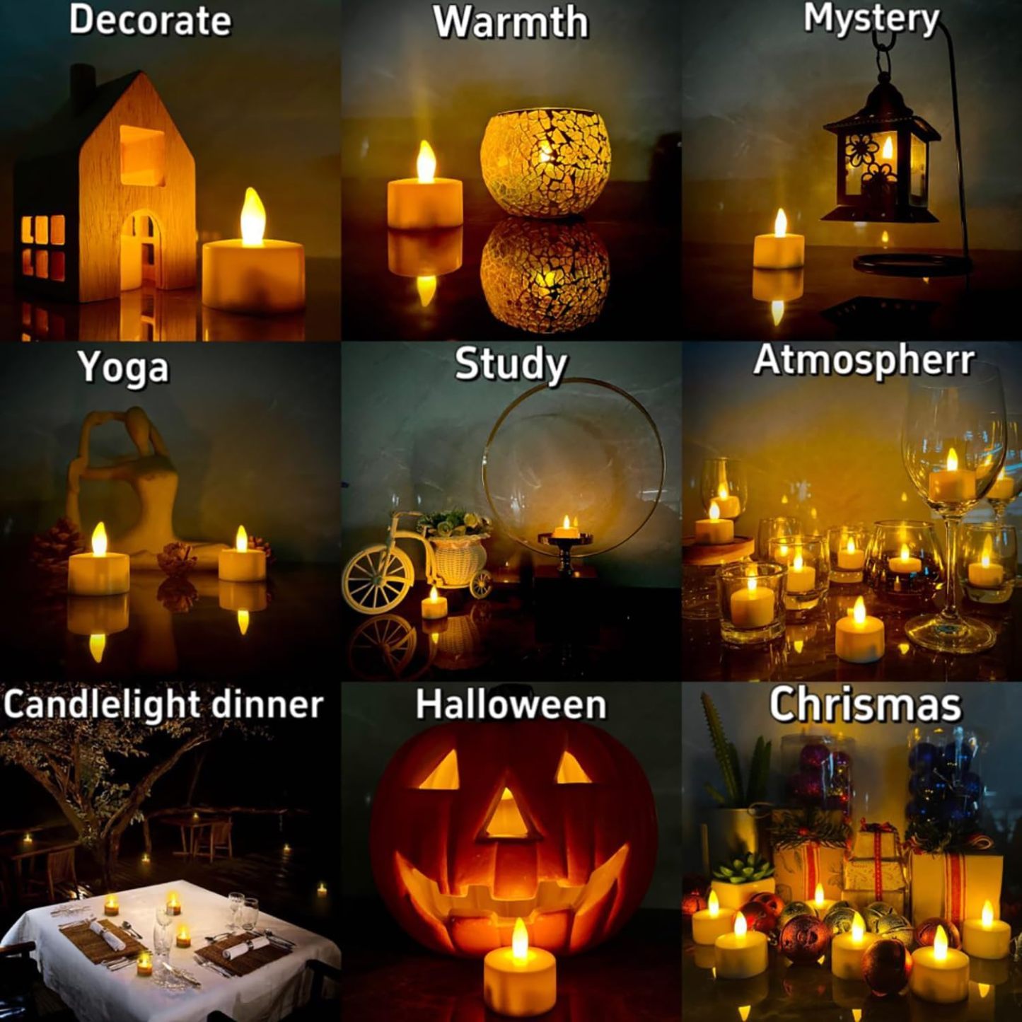 Rechargeable Flickering LED Tea Lights (12-Pack) | Remote Control & Timer with Charging Base