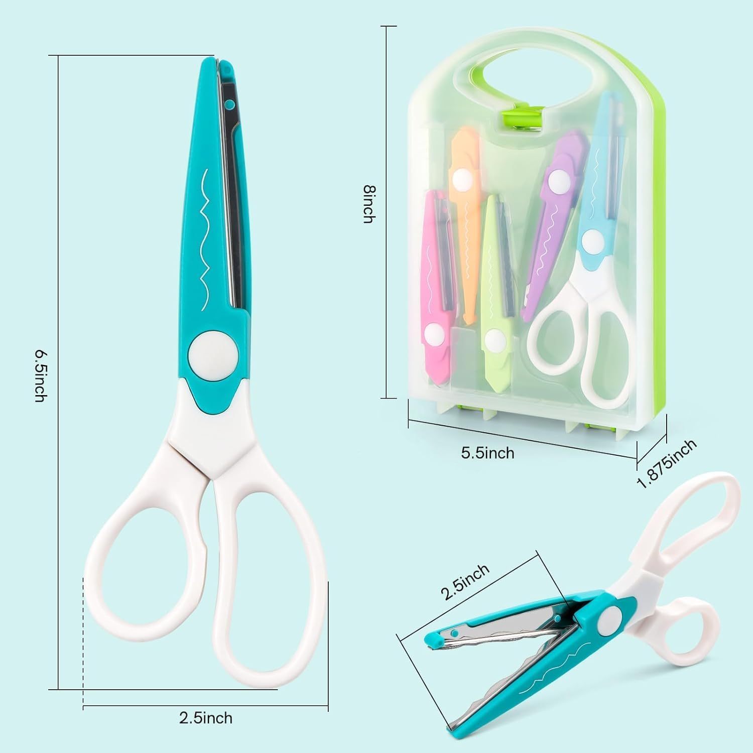 Interchangeable Tip Zig-Zag Scissors – 5 Pattern Decorative Craft Cutting Shears