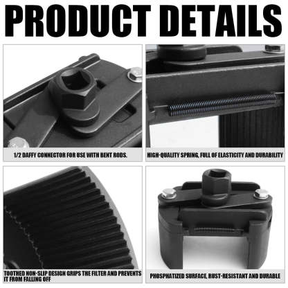 Adjustable Oil Filter Wrench Tool Durable Cap Wrench with Non-Slip Pliers