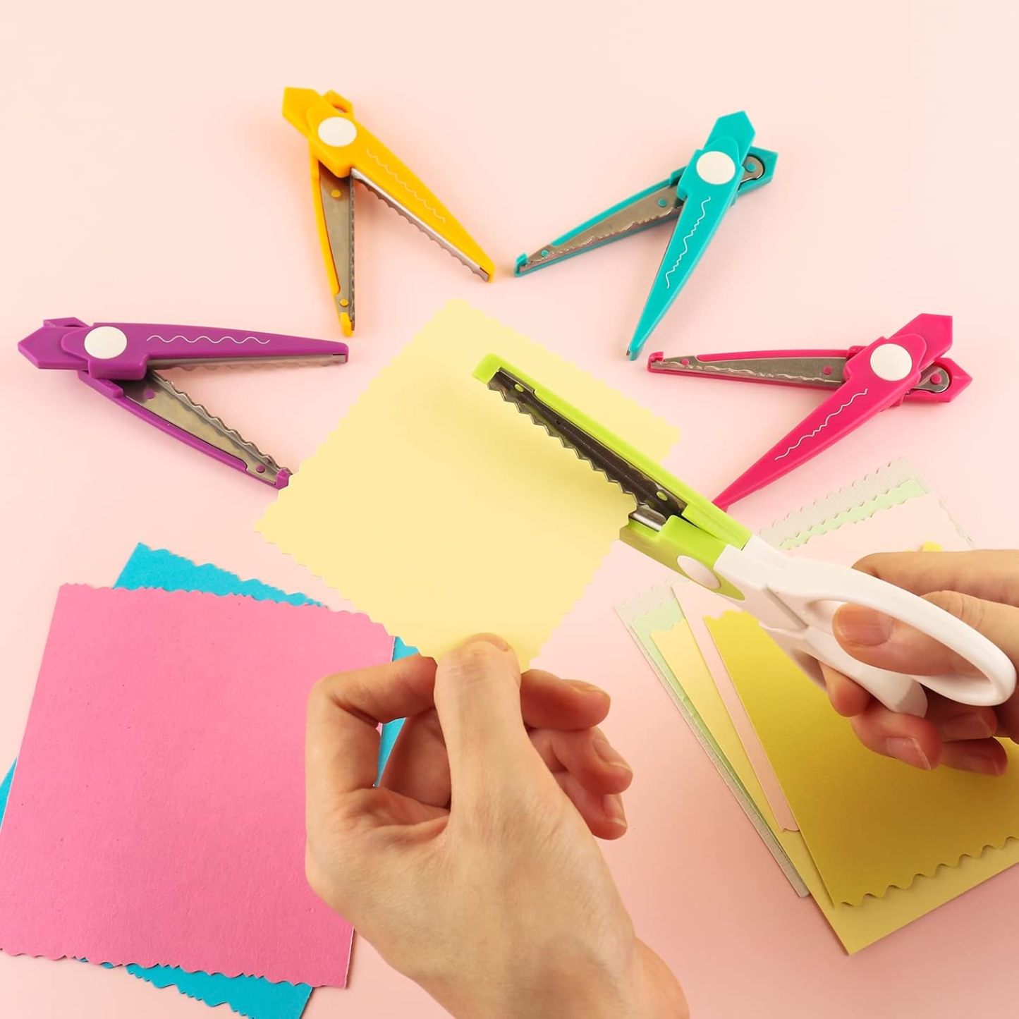 Interchangeable Tip Zig-Zag Scissors – 5 Pattern Decorative Craft Cutting Shears