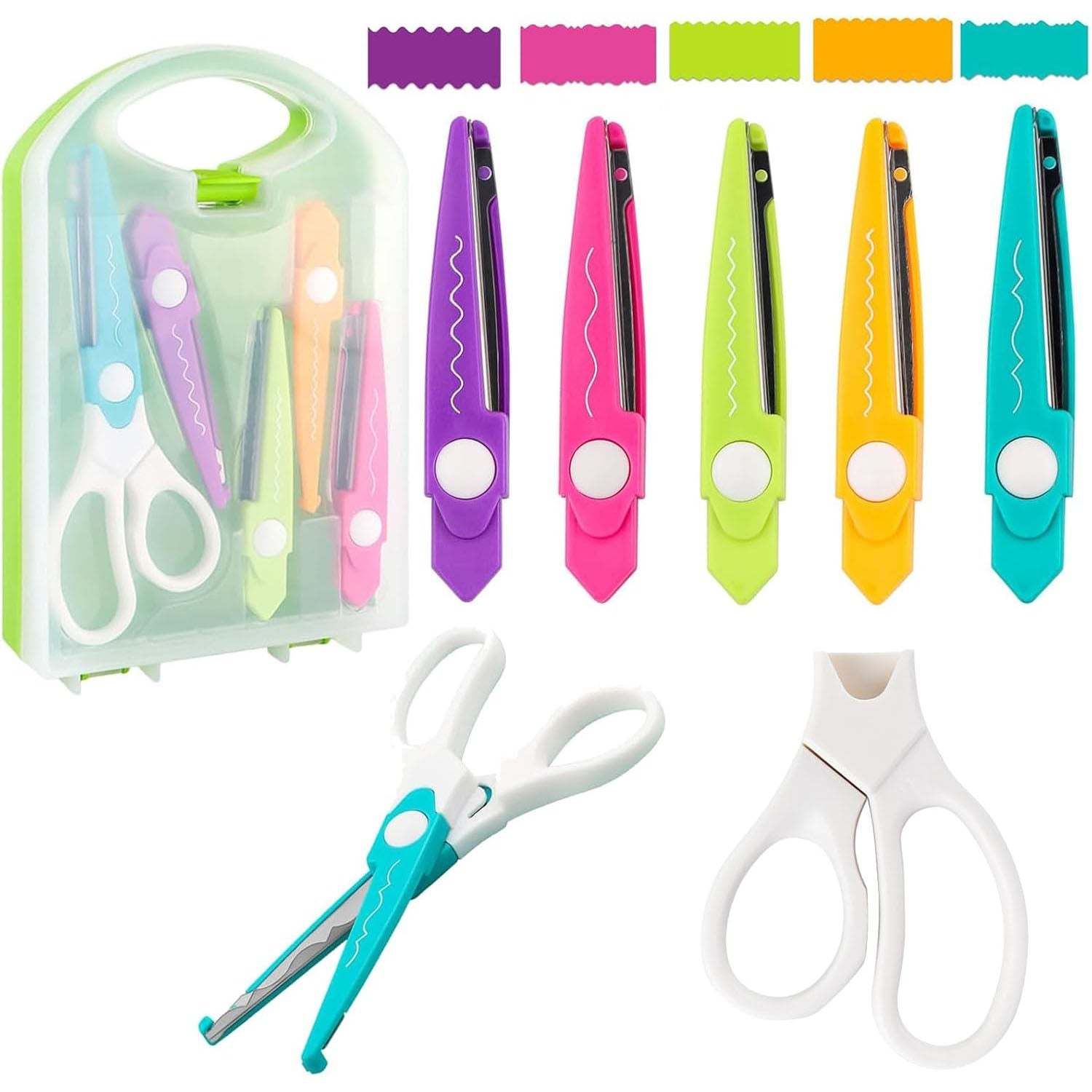 Interchangeable Tip Zig-Zag Scissors – 5 Pattern Decorative Craft Cutt