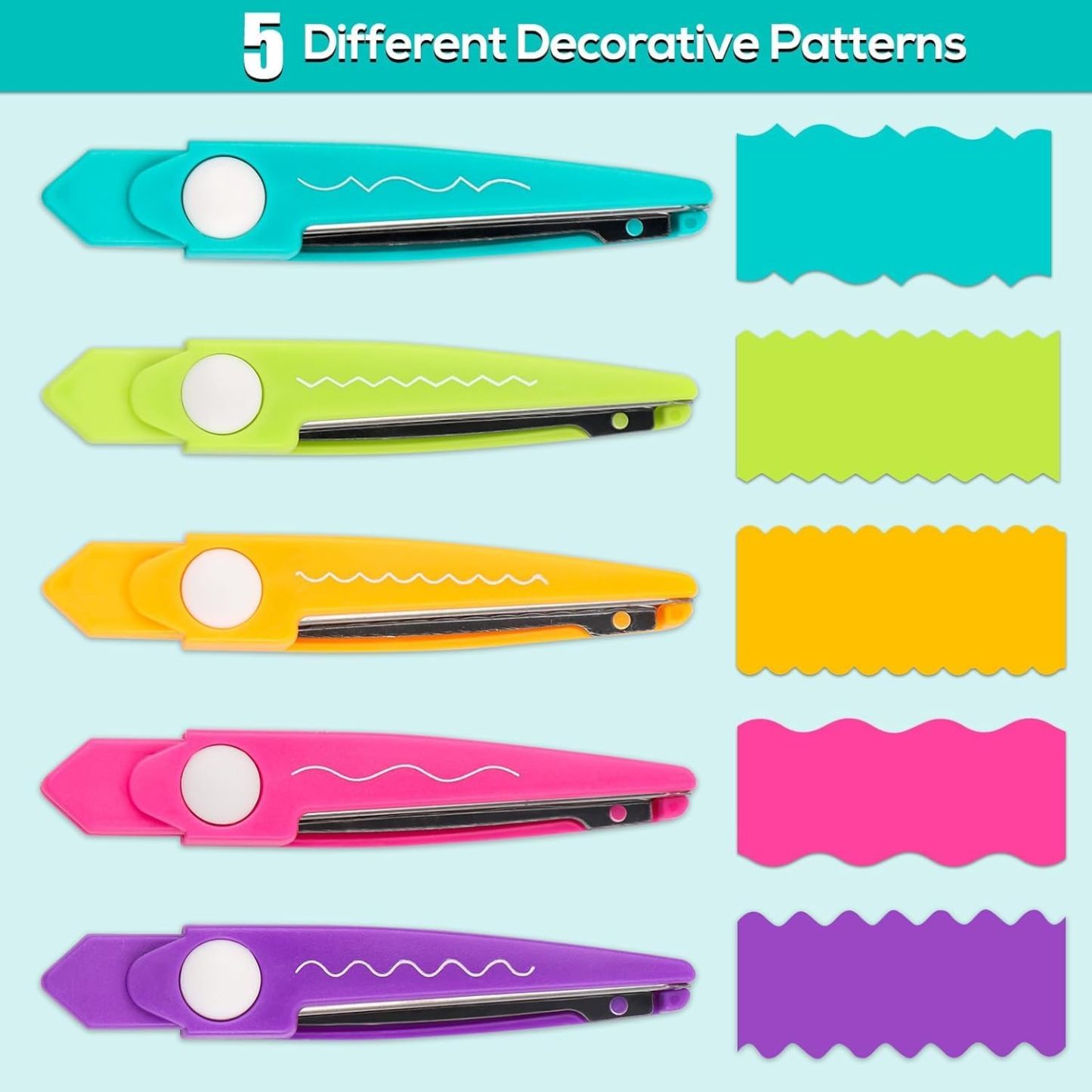 Interchangeable Tip Zig-Zag Scissors – 5 Pattern Decorative Craft Cutting Shears