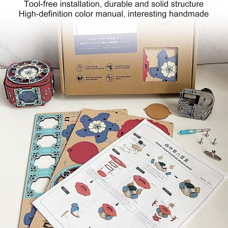 Wooden 3D Puzzle Music Box Kit
