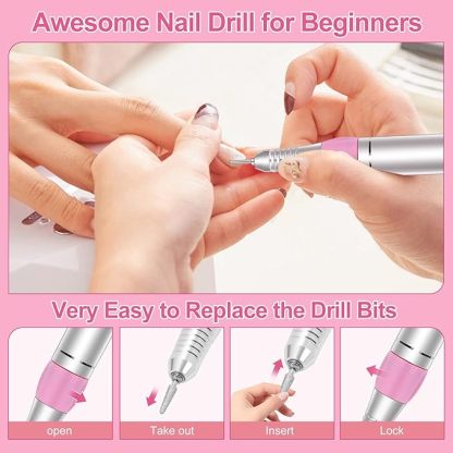 Professional Cordless Nail Drill | 35000 RPM Rechargeable E-File with LCD Display