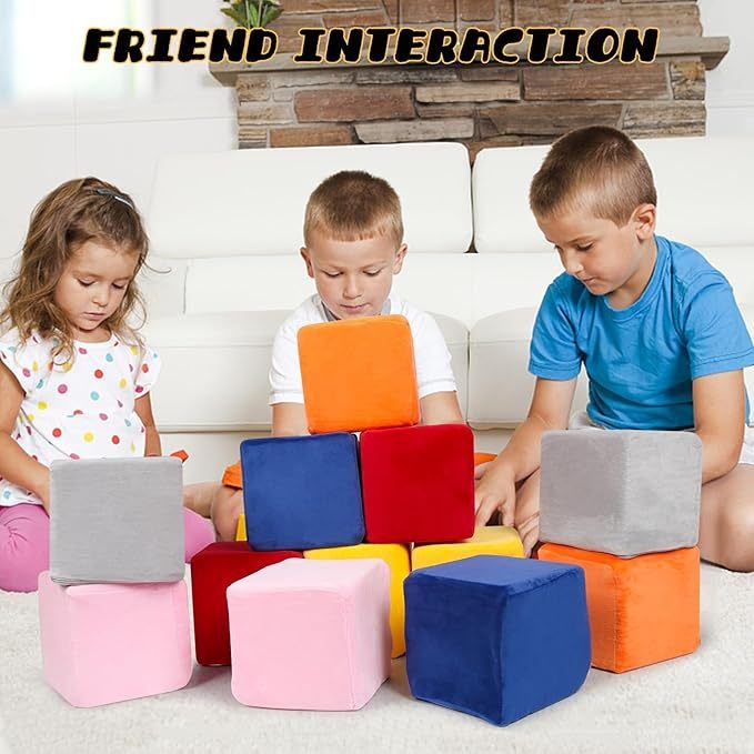Soft Memory Foam Building Blocks for Toddlers | 6-Piece Set with Washable Covers