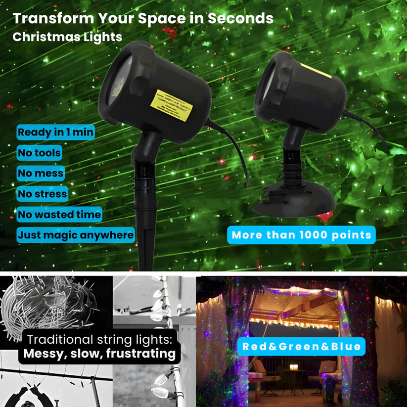 High-Power 3D Christmas Laser Projector with Super Fast Setup