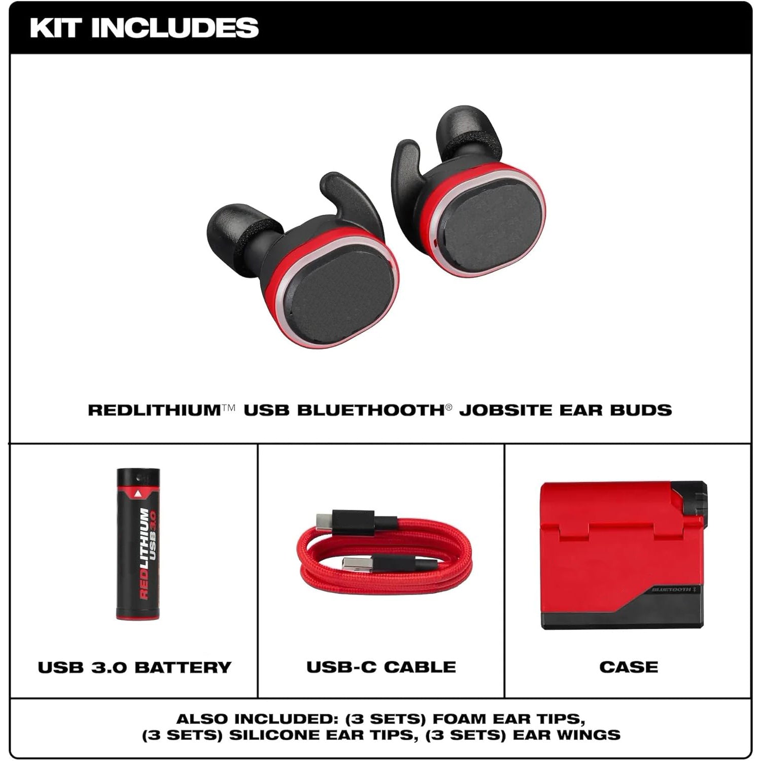Wireless Jobsite Earbuds – Bluetooth 5.1 | 55 ft Range