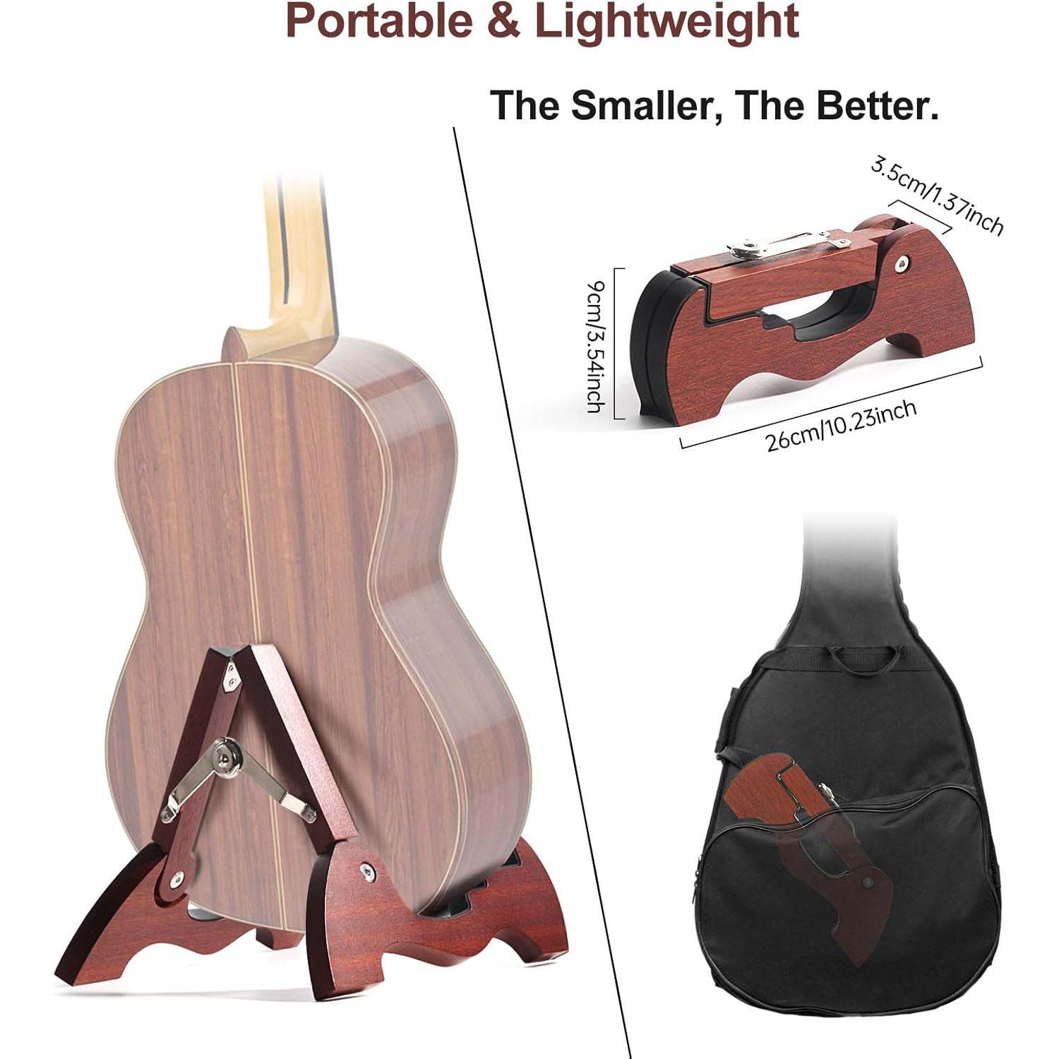 Wood Guitar Stand – Portable Folding A-Frame Floor Stand for Acoustic & Electric Guitars