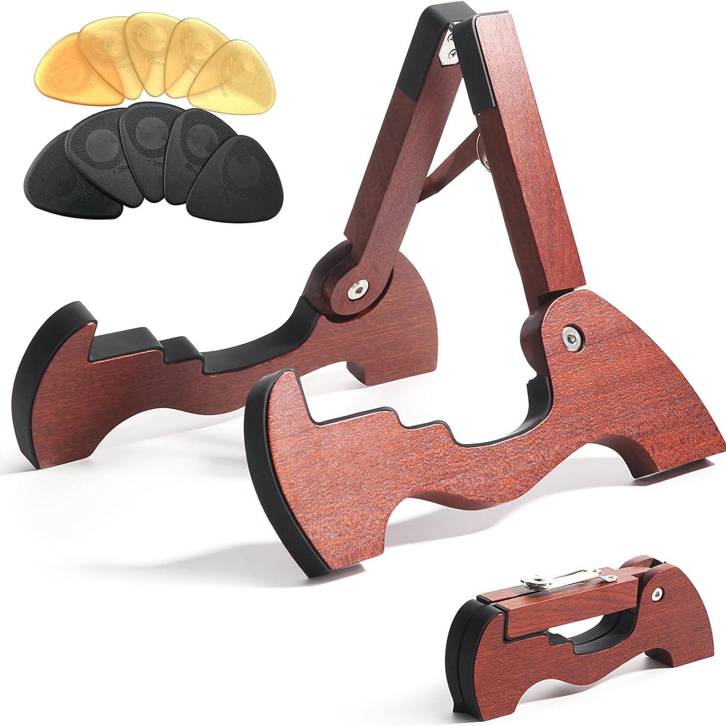 Wood Guitar Stand – Portable Folding A-Frame Floor Stand for Acoustic & Electric Guitars