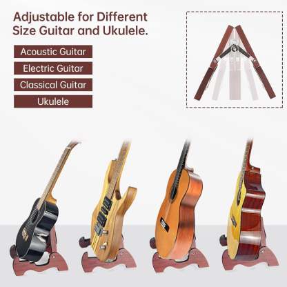 Wood Guitar Stand – Portable Folding A-Frame Floor Stand for Acoustic & Electric Guitars
