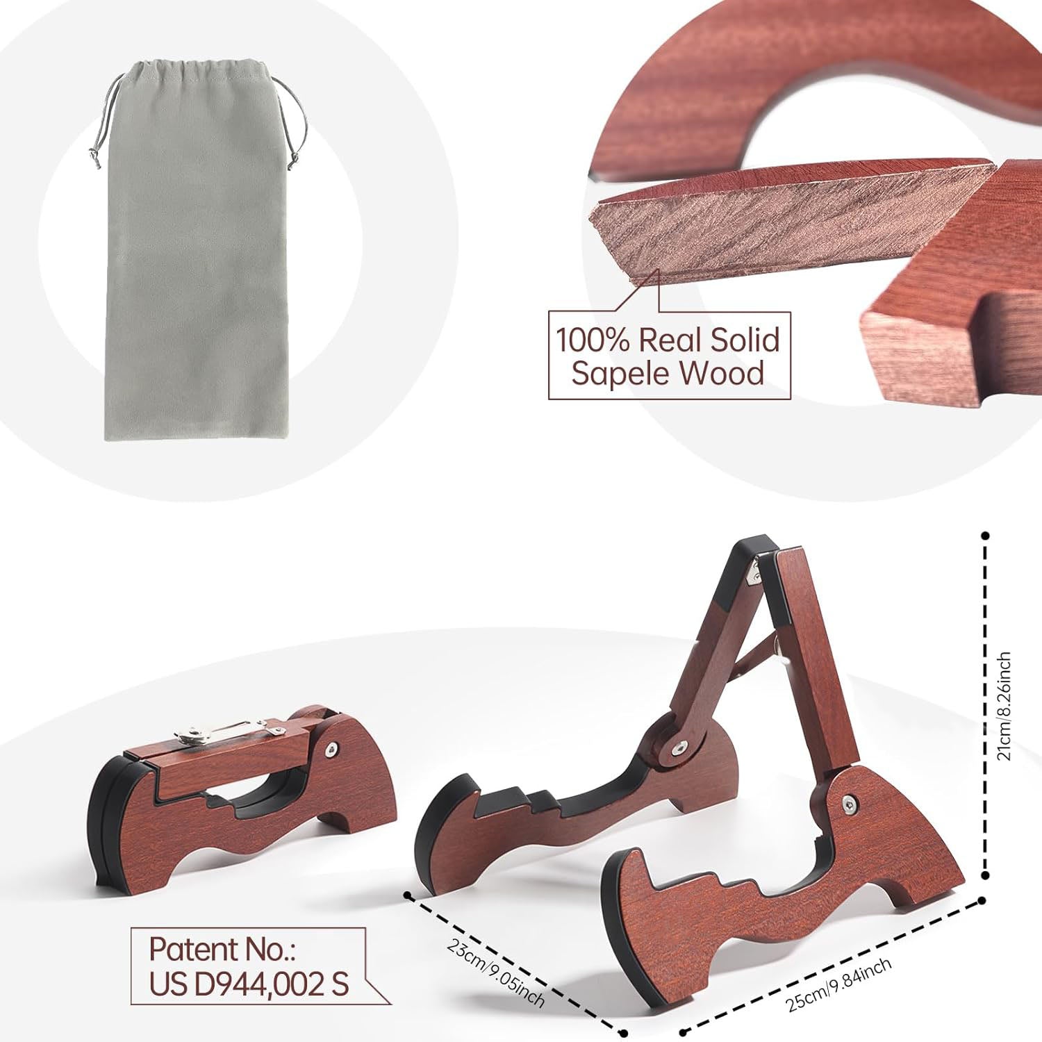 Wood Guitar Stand – Portable Folding A-Frame Floor Stand for Acoustic & Electric Guitars