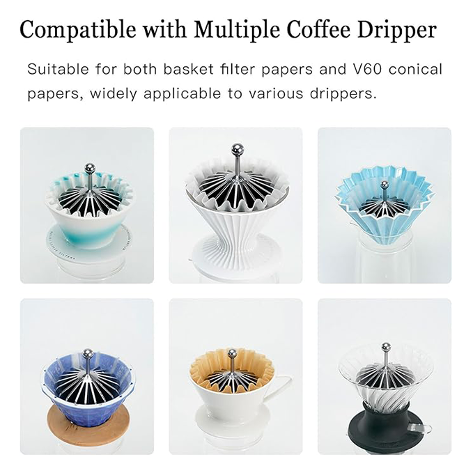 Filter paper clamp, all-metal coffee filter paper shape retainer