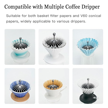 Filter paper clamp, all-metal coffee filter paper shape retainer