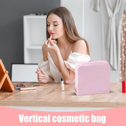 Eco-Friendly Upright Makeup Bag – Fashionable and Practical Semi-Open Design