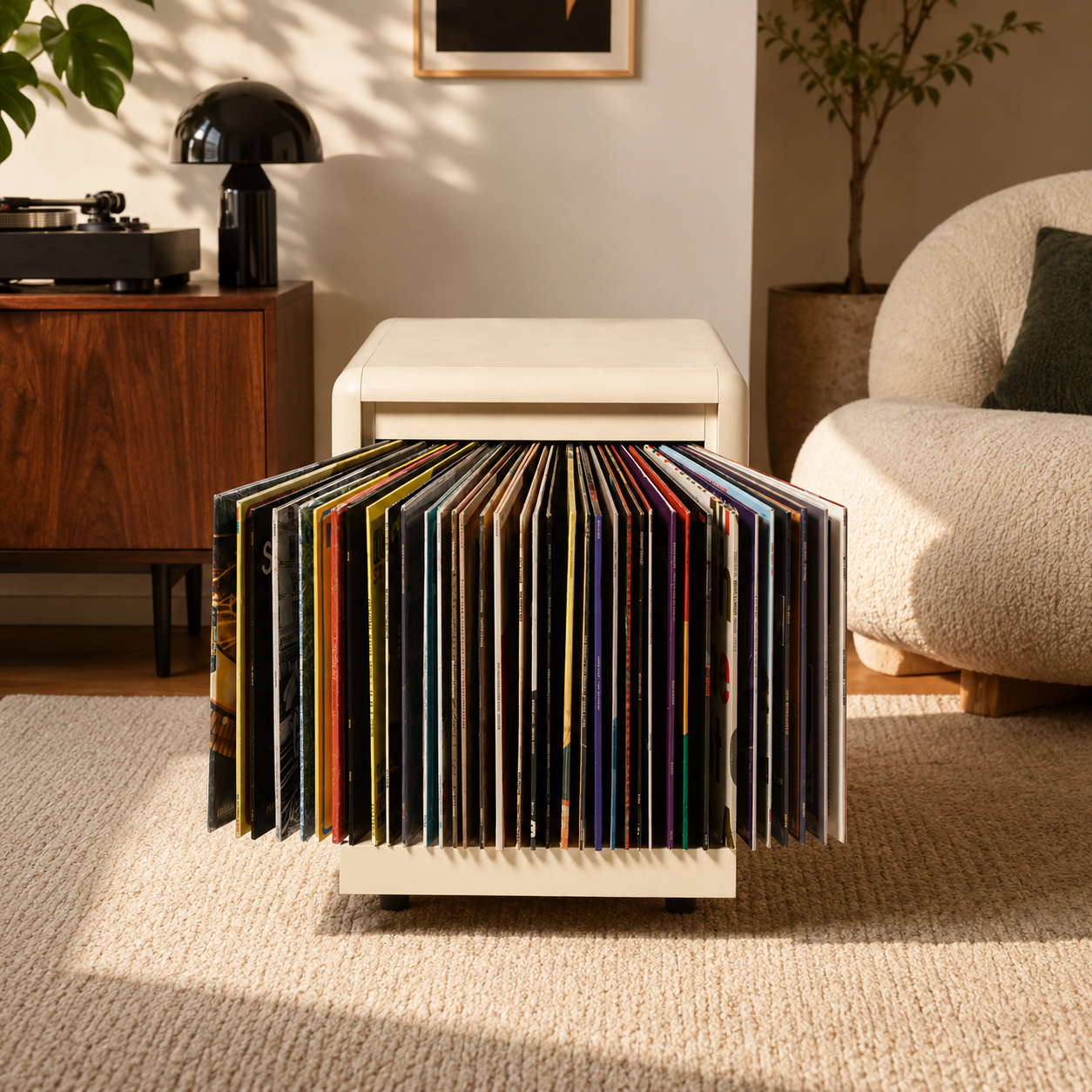 Premium Fan-Opening Vinyl Record Storage Cabinet
