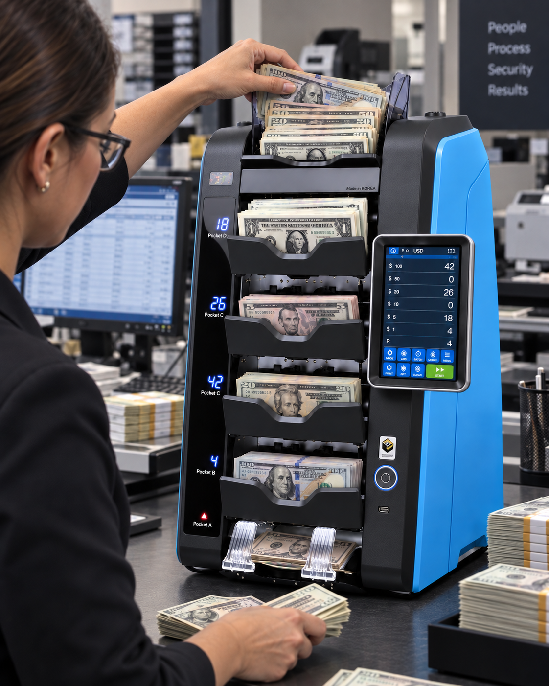 VaultSort V5 – 5-Pocket High-Speed Currency Sorter