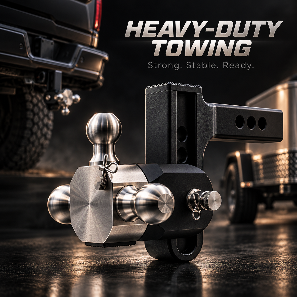 Heavy-Duty Rotating Multi-Ball Trailer Hitch
