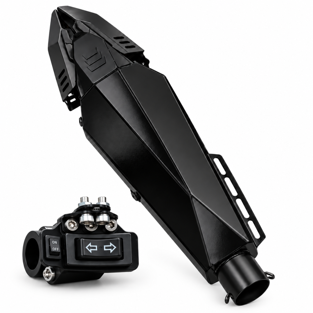 Black universal racing motorcycle exhaust muffler