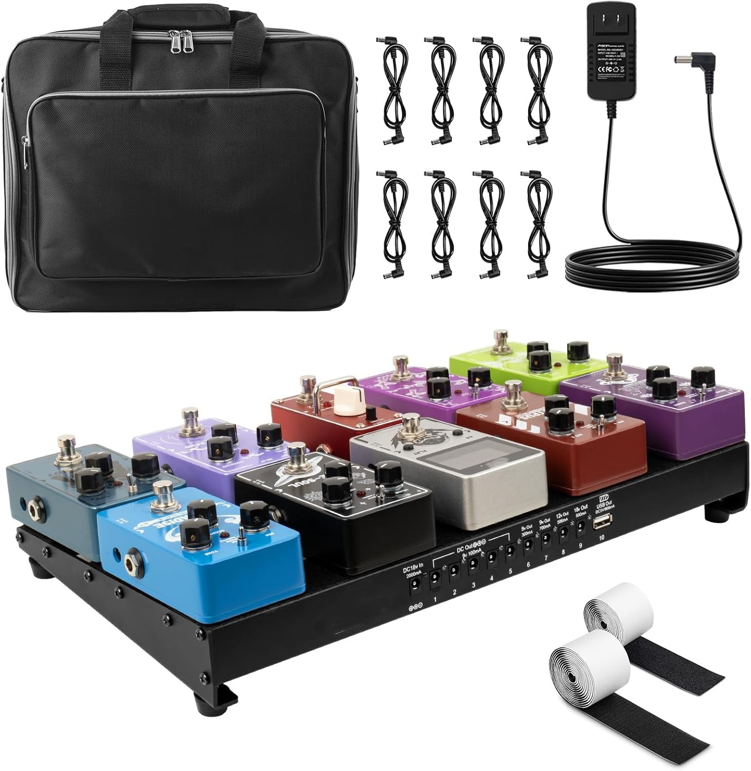 Guitar Pedal Board with Built-in Power Supply Lightweight Aluminum Alloy
