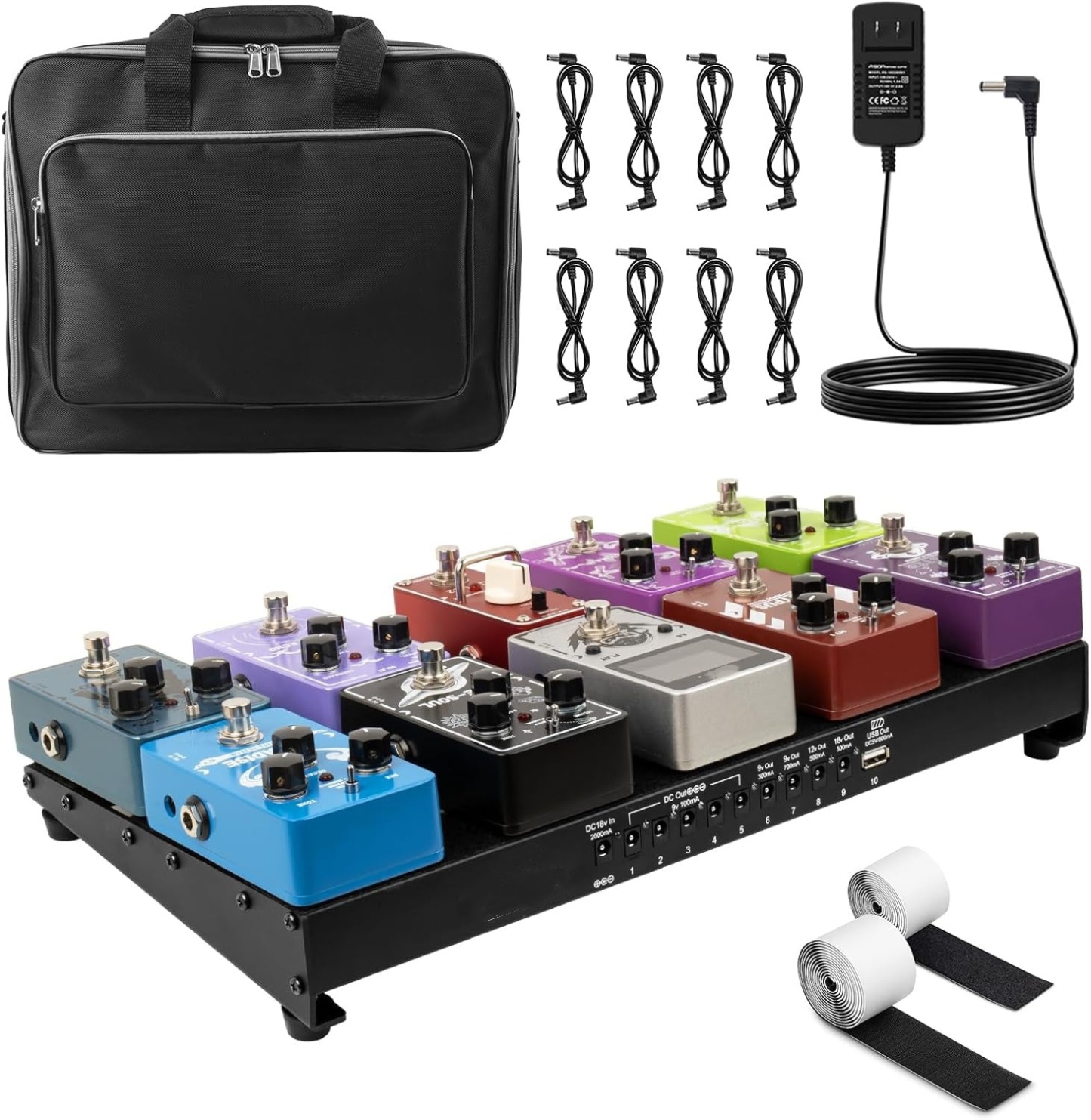 Guitar Pedal Board with Built-in Power Supply Lightweight Aluminum Alloy