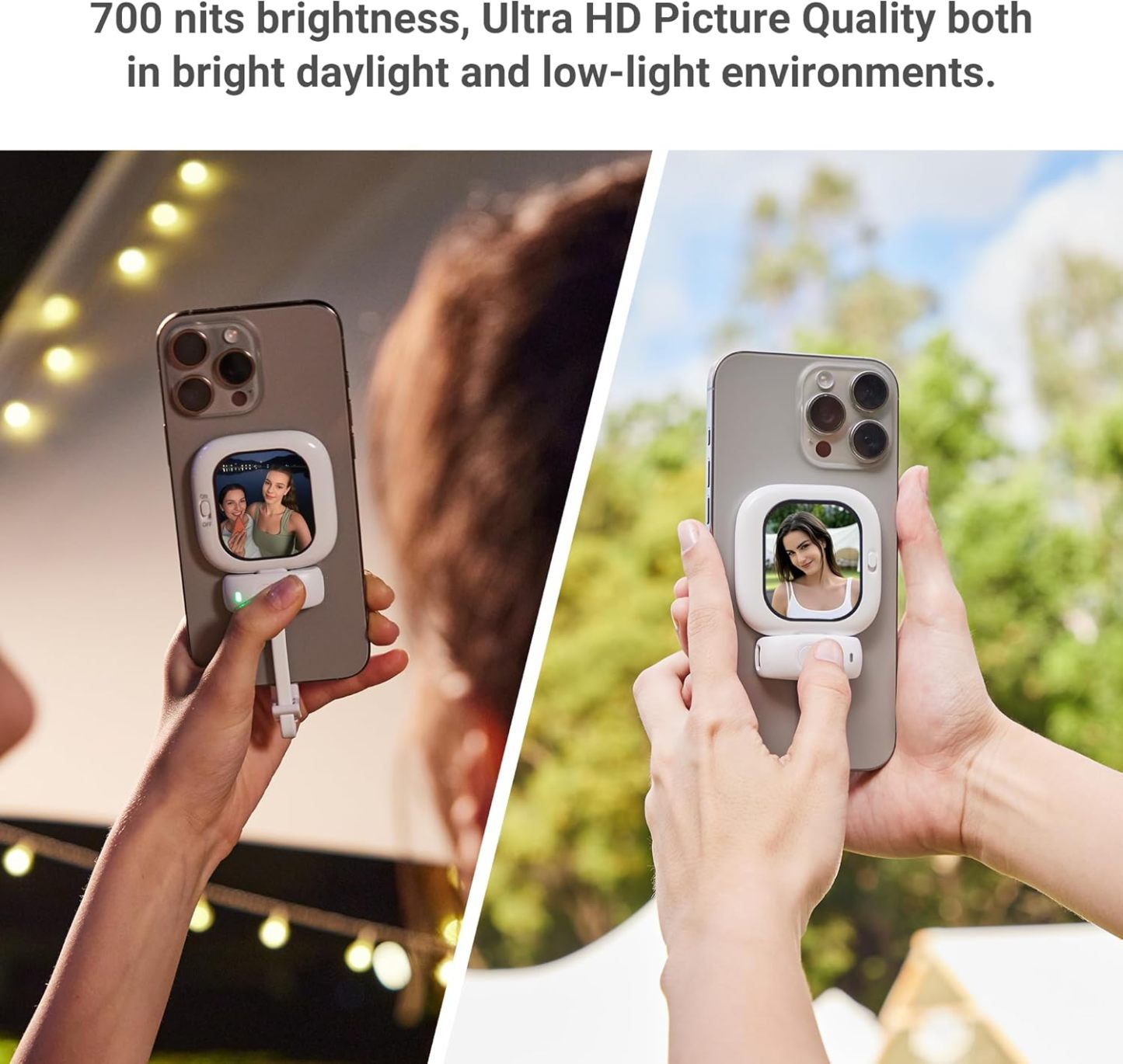 📱 RearCam View: iPhone Wired Selfie Monitor | Clip-On Screen for Back Camera Vlogging & Live Streaming