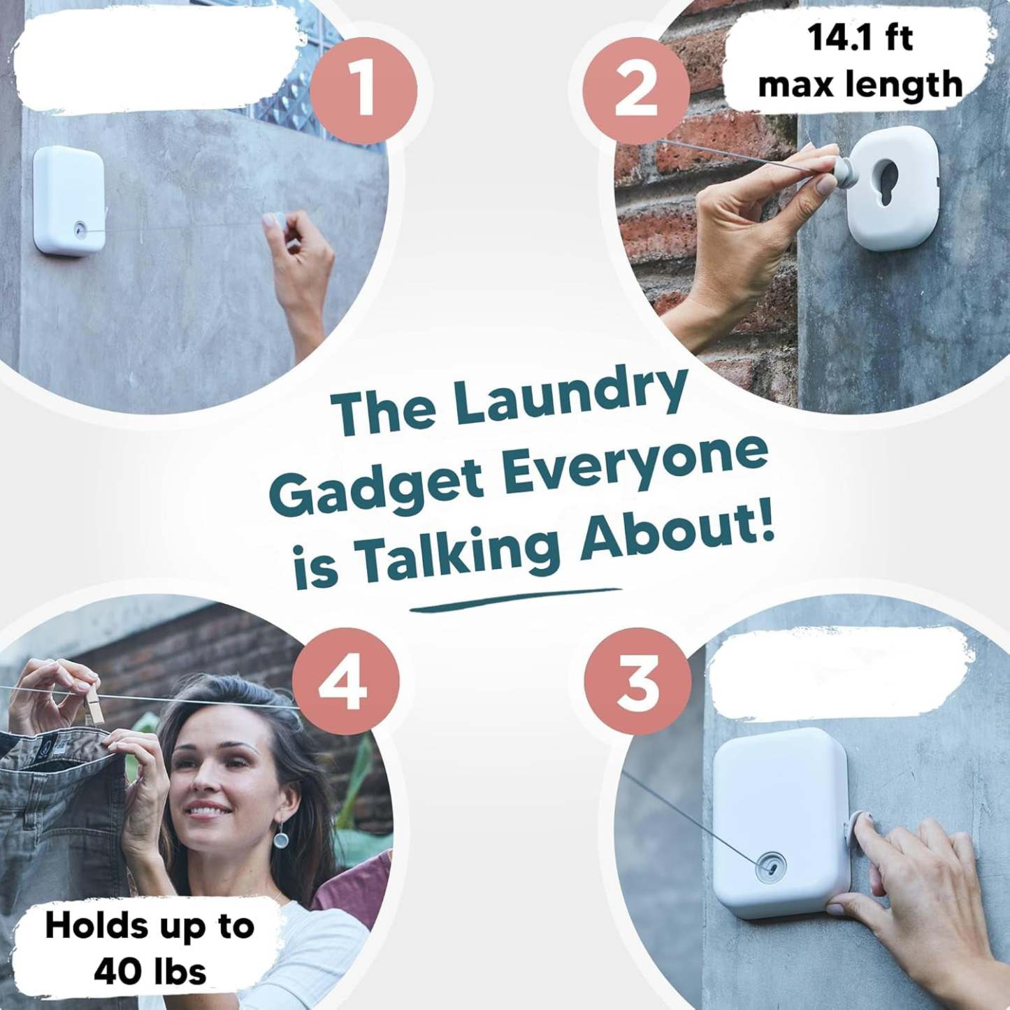 Retractable Clothesline – Indoor and Outdoor Clothing Line, Heavy-Duty Laundry Drying Line