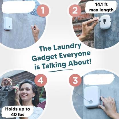 Retractable Clothesline – Indoor and Outdoor Clothing Line, Heavy-Duty Laundry Drying Line