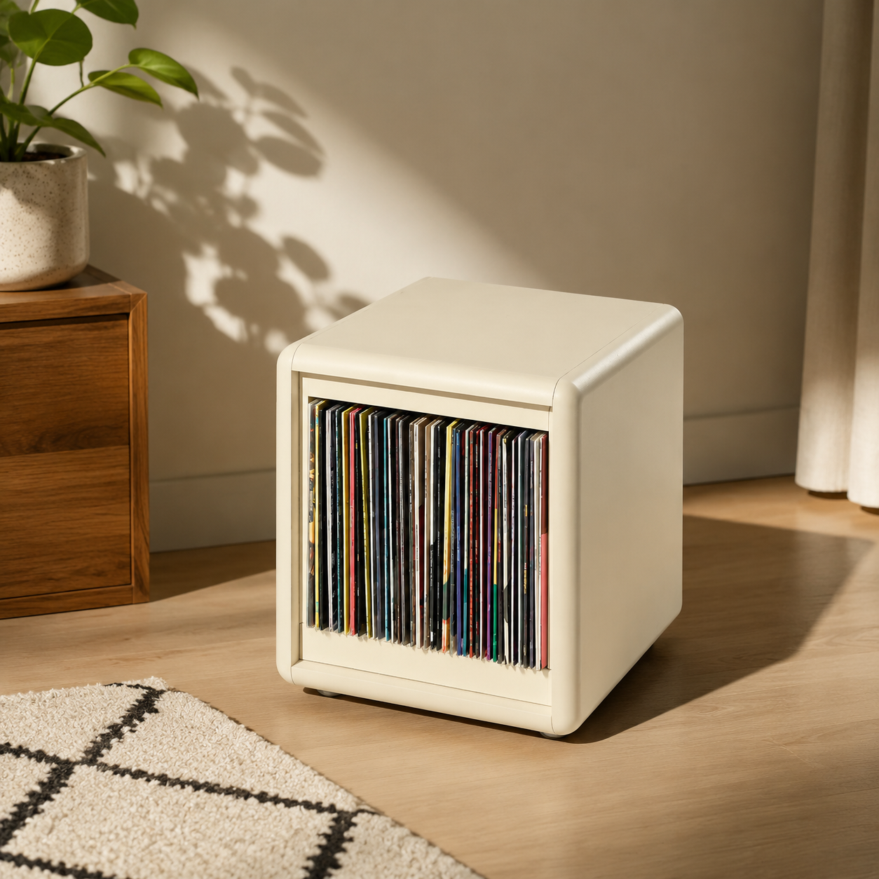 Premium Fan-Opening Vinyl Record Storage Cabinet