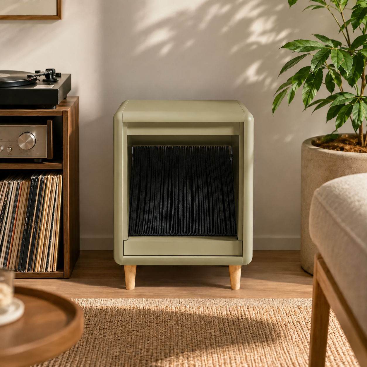 Premium Fan-Opening Vinyl Record Storage Cabinet