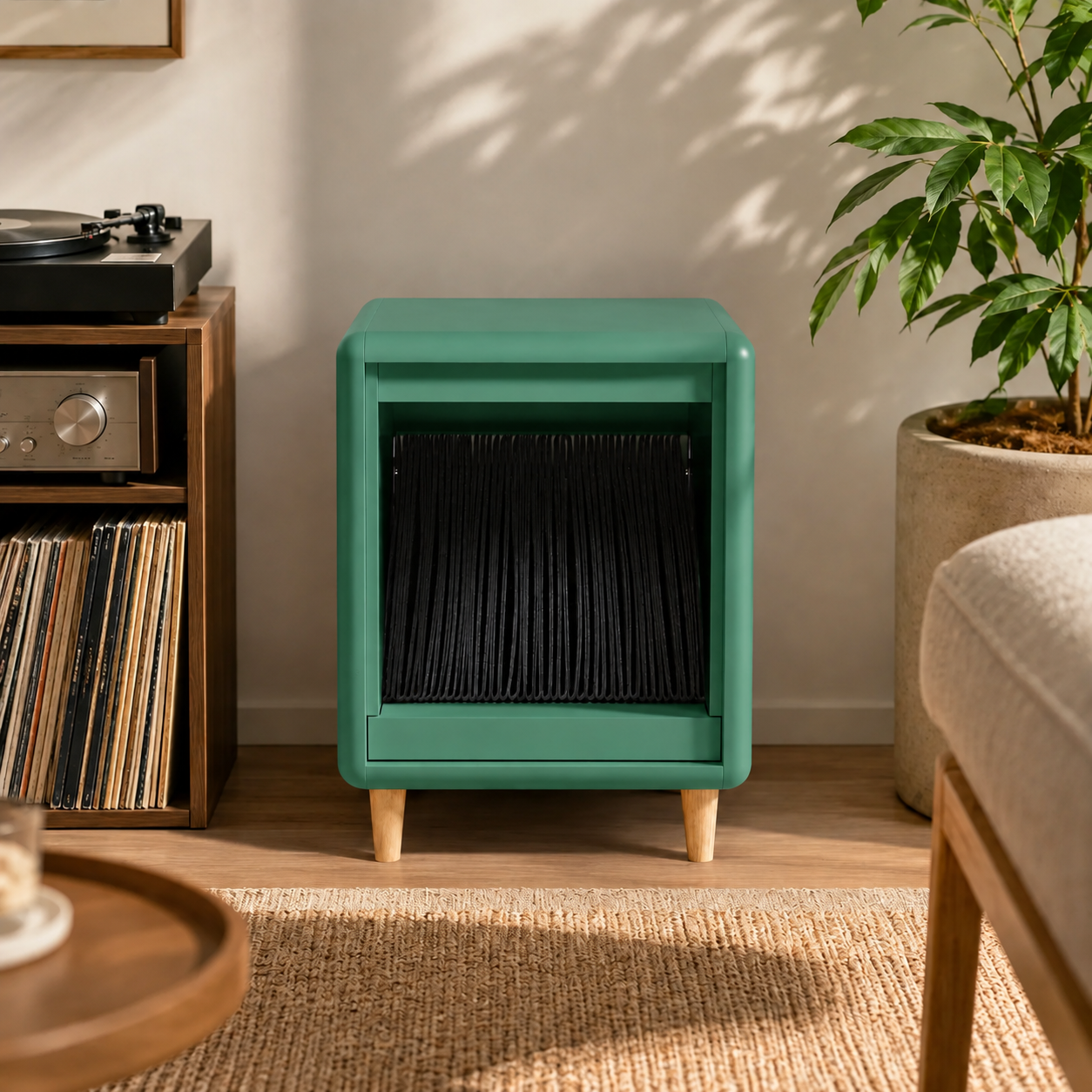 Premium Fan-Opening Vinyl Record Storage Cabinet