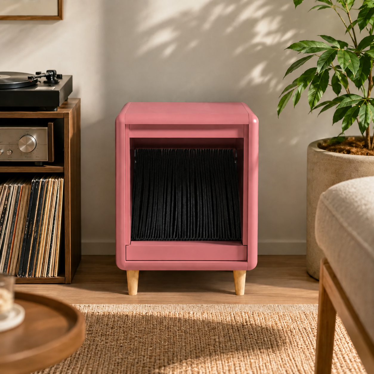 Premium Fan-Opening Vinyl Record Storage Cabinet